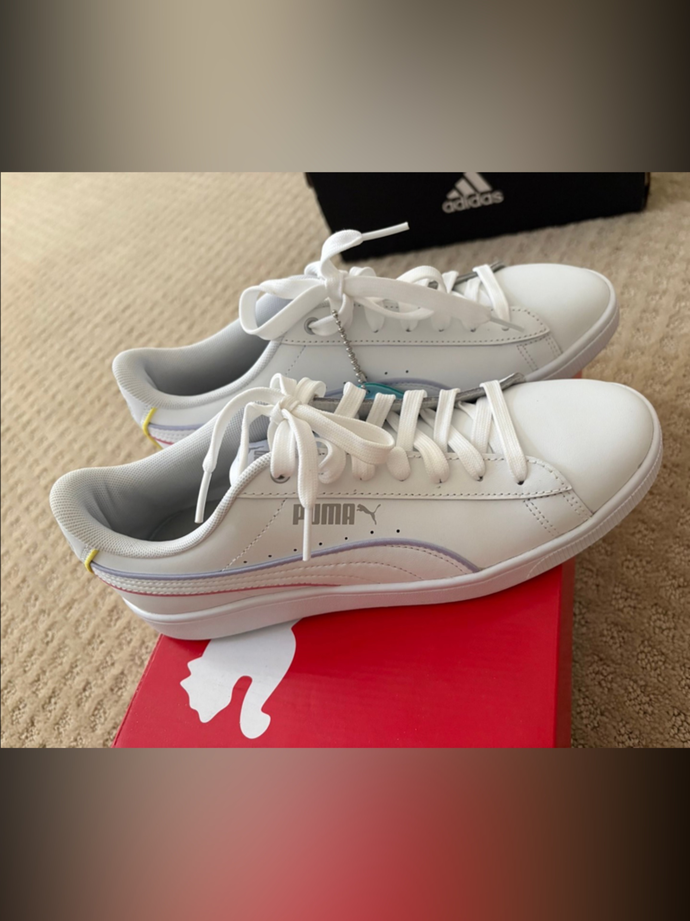 Puma White Low-Top Sneakers With Pastel Trim